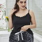 Plus Size Lace Trim Scoop Neck Cami and Printed Shorts Pajama Set - Enfance-Heureuse