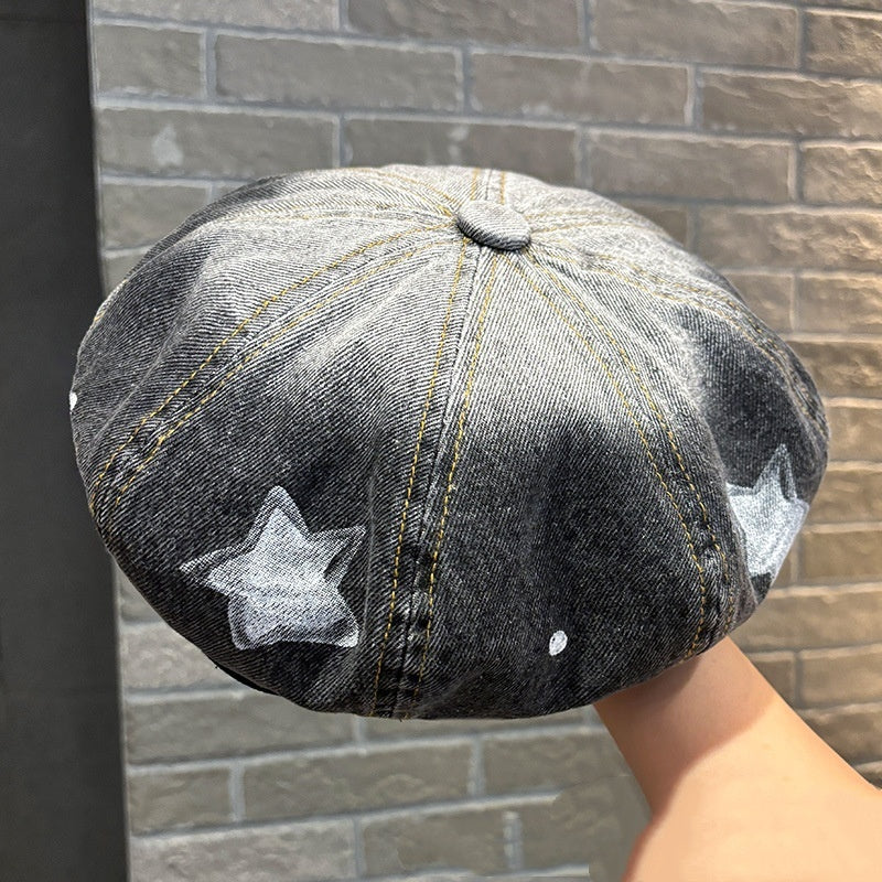 Retro Retro Five-pointed Star Gradient Beret