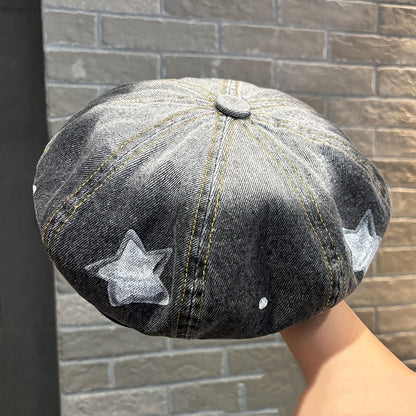 Retro Retro Five-pointed Star Gradient Beret