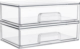12.1in 30.7cm W Clear Stackable Storage Drawers,2 Pack Acrylic Plastic Organizers Bins For Makeup Palettes, Cosmetics, And Beauty Supplies,Ideal For Vanity, Bathroom,Cabinet,Desk Organization - Enfance-Heureuse