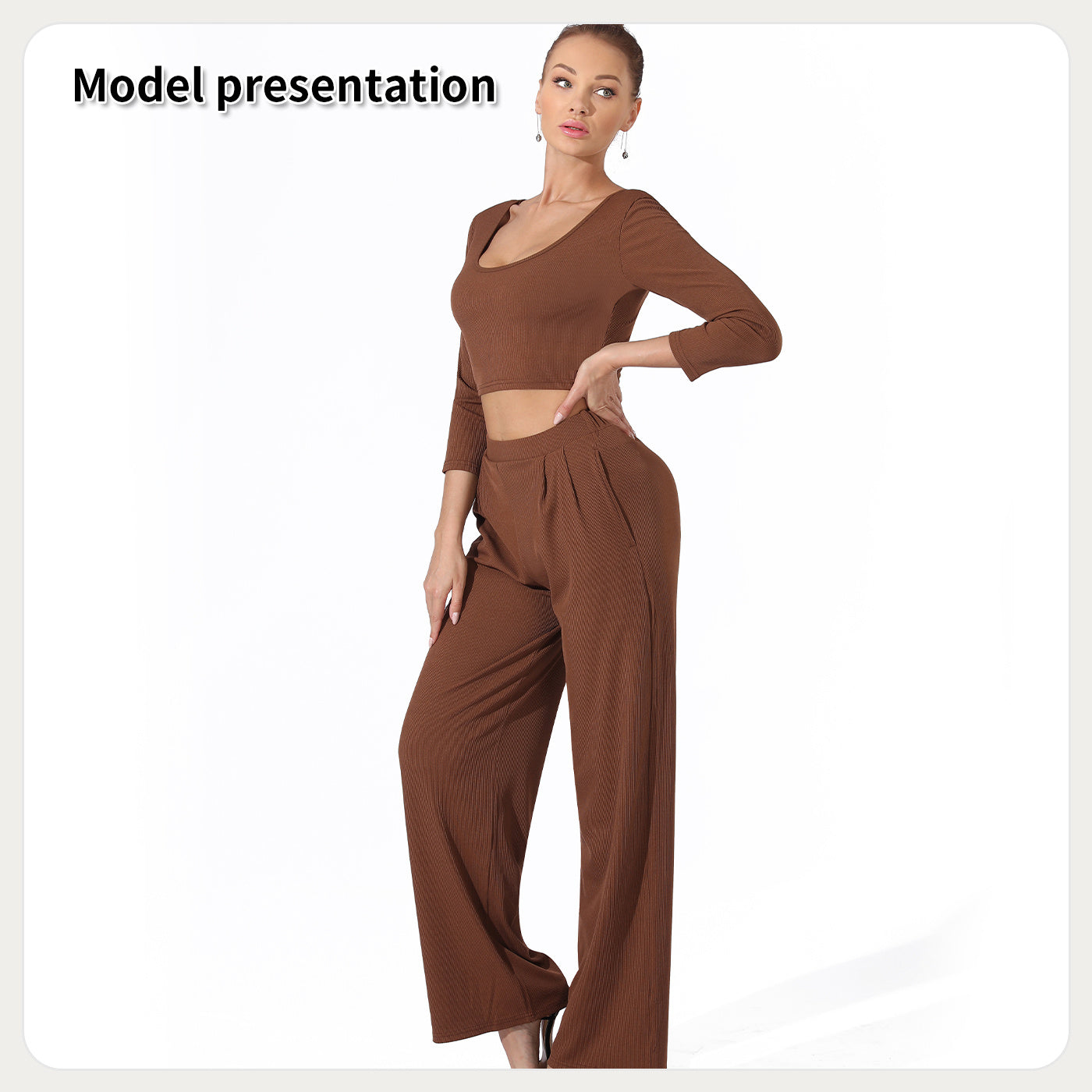Women's Fashion Simple Solid Color Top Pants Set - Enfance-Heureuse