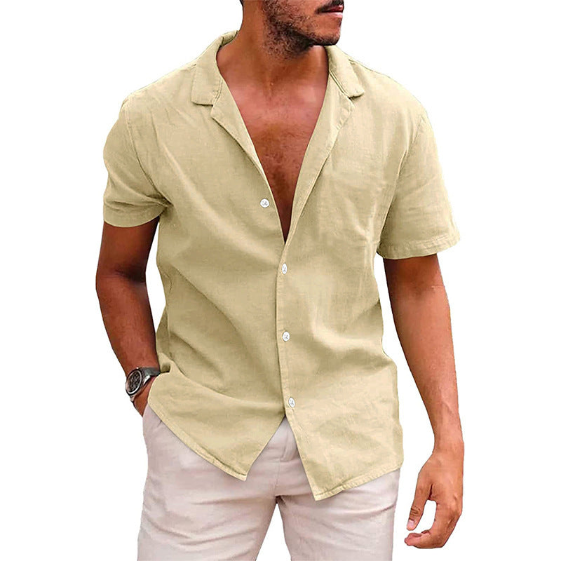 Men's Tops Casual Button Down Shirt Short Sleeve Beach Shirt Summer Mens Clothing - Enfance-Heureuse