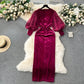 Vintage Velvet Dress High-end Affordable Luxury Niche Lantern Sleeve Slim Mid-length Split Knee-length Court Style Dress - Enfance-Heureuse