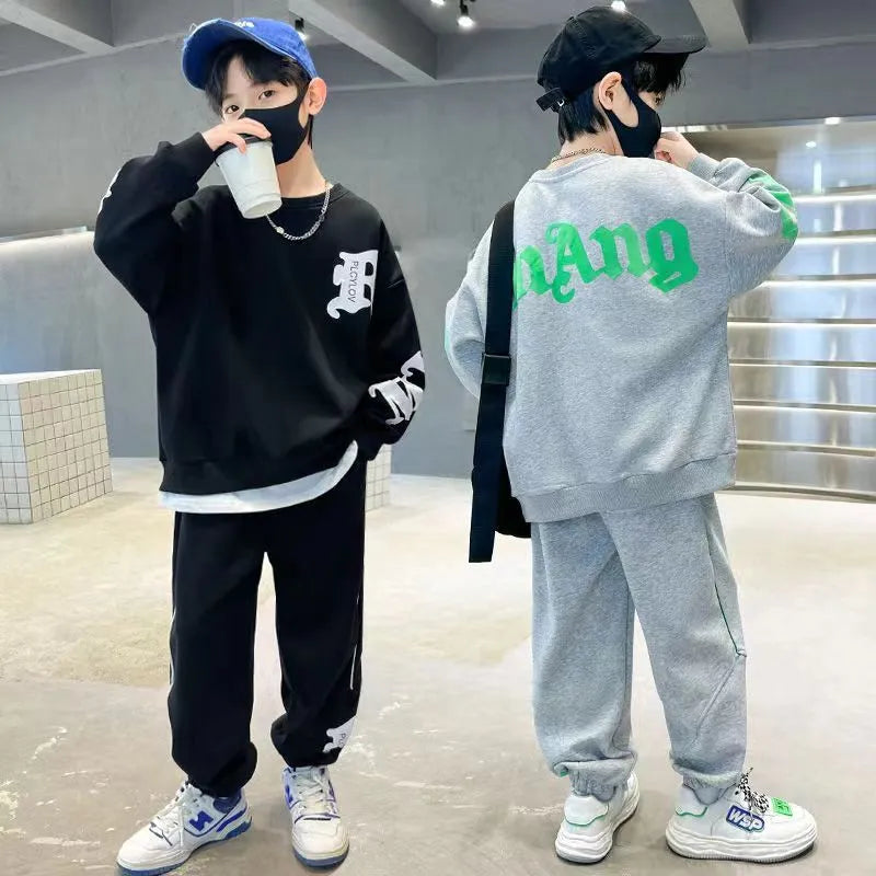 Suit Middle Boys' Clothes Sports Sweater Two-piece Set - Enfance-Heureuse