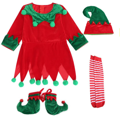 Christmas Children's Elf Dress Suit Costume - Enfance-Heureuse