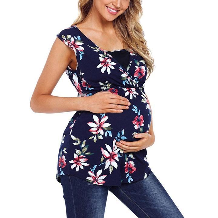Pregnant Women Floral Printed Vest Maternity - Enfance-Heureuse