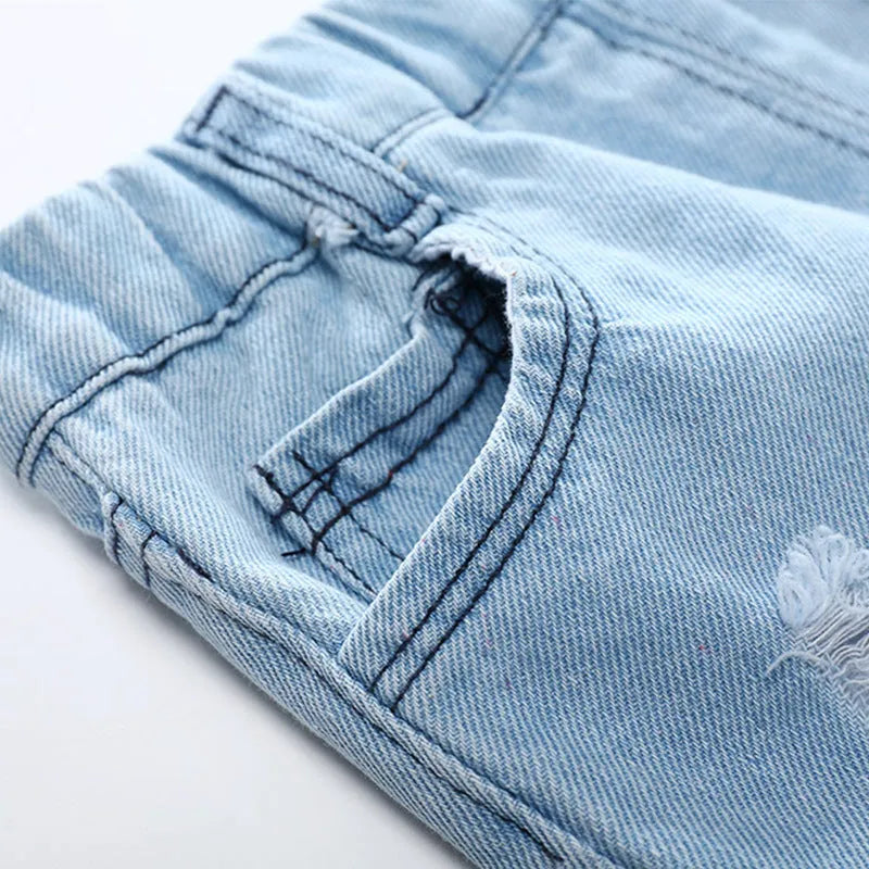Shorts de plage en jeans déchirés pour garçons - Enfance-Heureuse