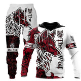 3D Wolf Print Tracksuit Men Sportswear Hooded Sweatsuit Two Piece Outdoors Running Fitness Mens Clothing Jogging Set - Enfance-Heureuse