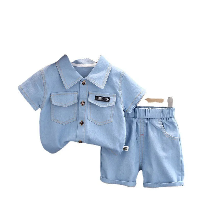 Lapel Short Sleeve Suit Children's Clothing Casual - Enfance-Heureuse