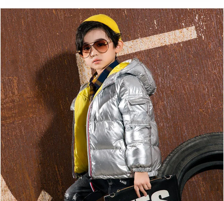 Children's shiny down jacket winter down jacket - Enfance-Heureuse