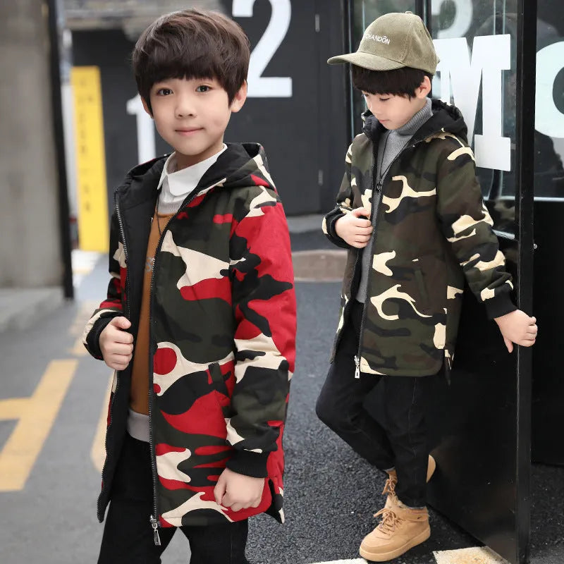 Camouflage thickened plus velvet windbreaker tide - Enfance-Heureuse