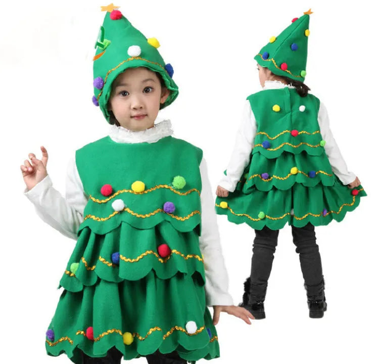 Children's Christmas Tree Performance Dance Costumes - Enfance-Heureuse