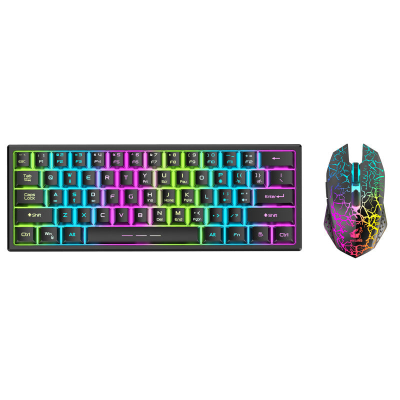 Free Wolf T61 Charging Wireless Keyboard And Mouse Set 61 Key Luminous Wireless Gaming Keyboard And Mouse Set Percent 60