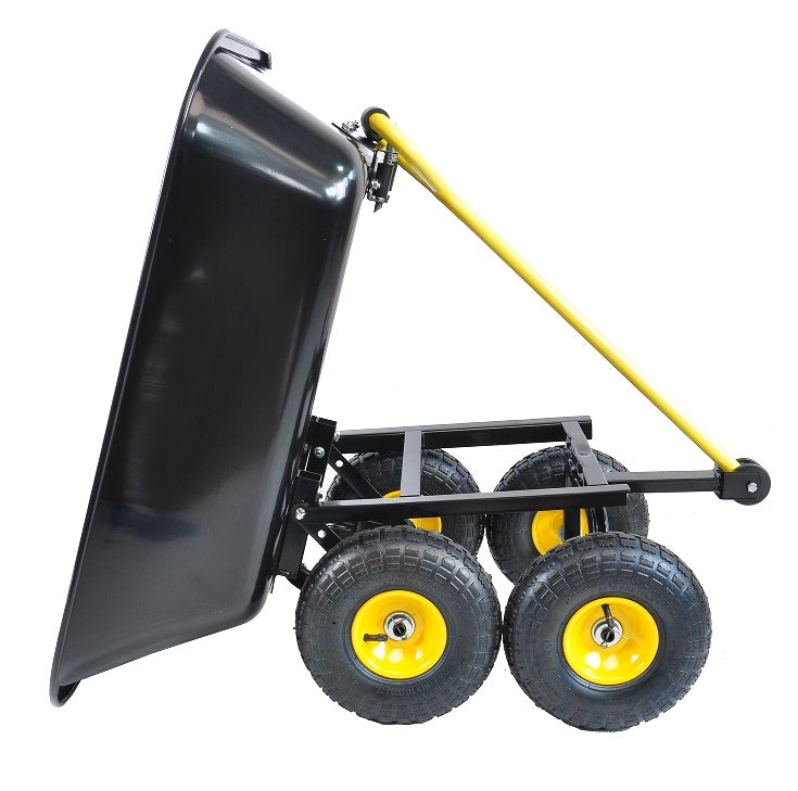 Folding Car Steel Frame Dump Truck 10 Inch Inflatable Tires Black - Enfance-Heureuse