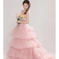 Elegant Girl's Wedding Photography Dress Pink White - Enfance-Heureuse