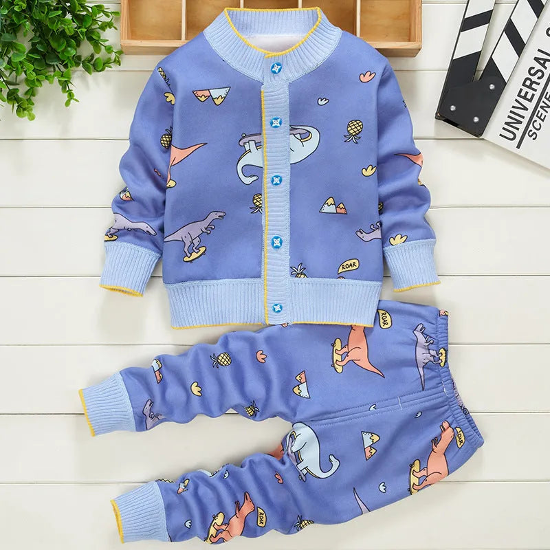 Deux pièces dessin animé bébé vêtements pour enfants plus pull en cachemire - Enfance-Heureuse