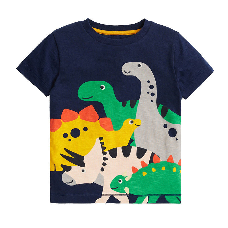 Summer Children's Cute Printed Embroidered Short-sleeved Cartoon T-shirt - Enfance-Heureuse