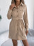 Casual Solid Color Single-breasted Long Sleeve Lace-up Corduroy Shirt Dress - Enfance-Heureuse