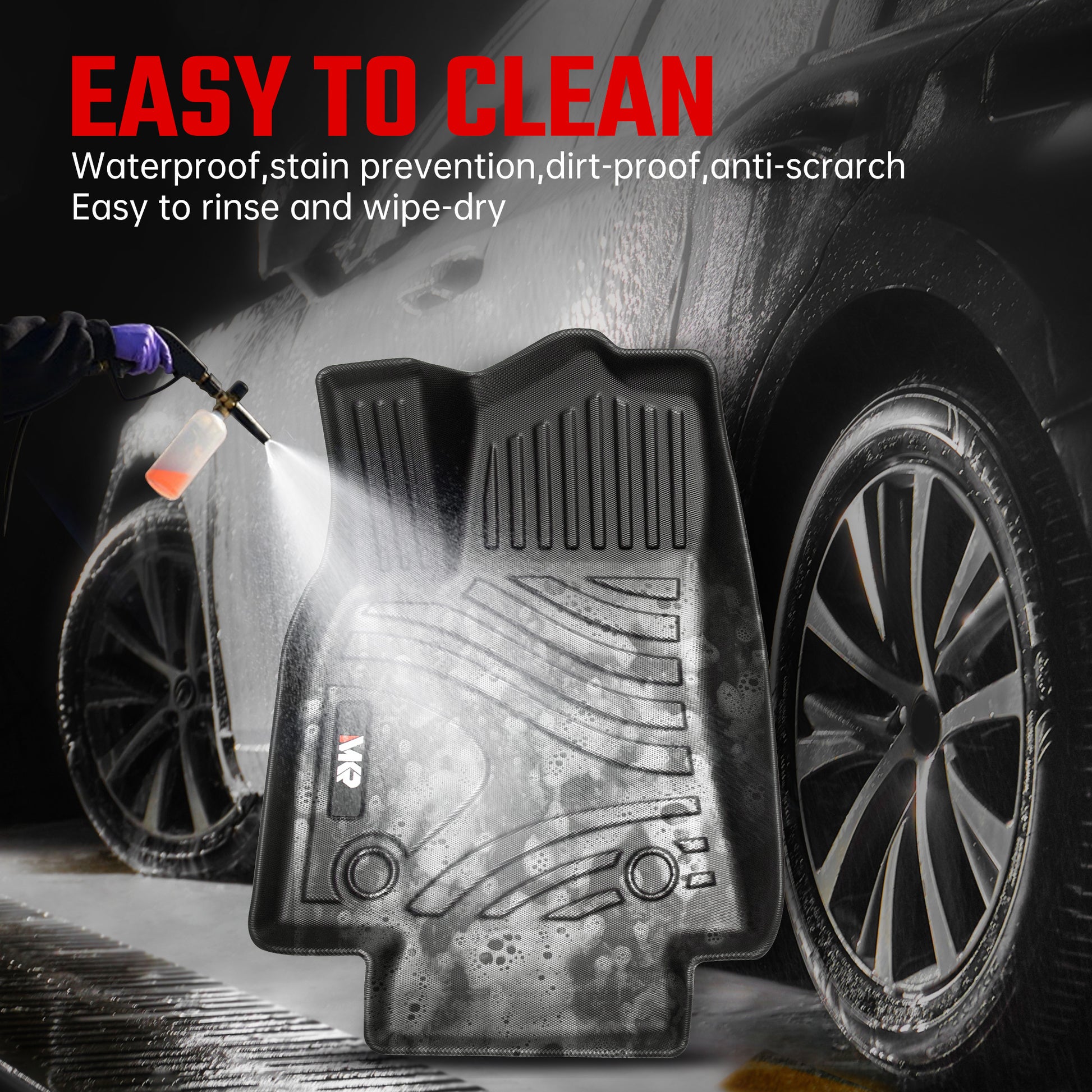 All-Weather TPE Floor Mats For Tesla Model Y 2021-2022 Model 3 2023-2025 - Waterproof, Anti-Slip, Full Coverage Car Floor Liners 6 PCS Set - Enfance-Heureuse