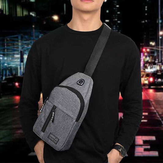 Mens Sling Bag Cross Body Handbag Chest Bag Shoulder Pack Sports Travel Backpack Gray - Enfance-Heureuse