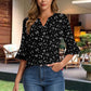 Womens Ruffle 3 4 Sleeve Chiffon Blouses Dressy Casual Trendy Shirts V Neck Business Work Top - Enfance-Heureuse
