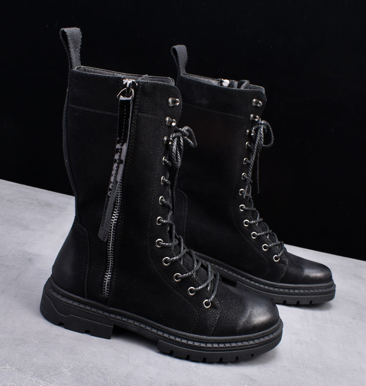 Martin Boots Round Toe Middle Tube Leather Boots Men's Cowboy Boot - Enfance-Heureuse