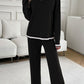 Ensemble haut et pantalon à col rond et bordure contrastée Devine