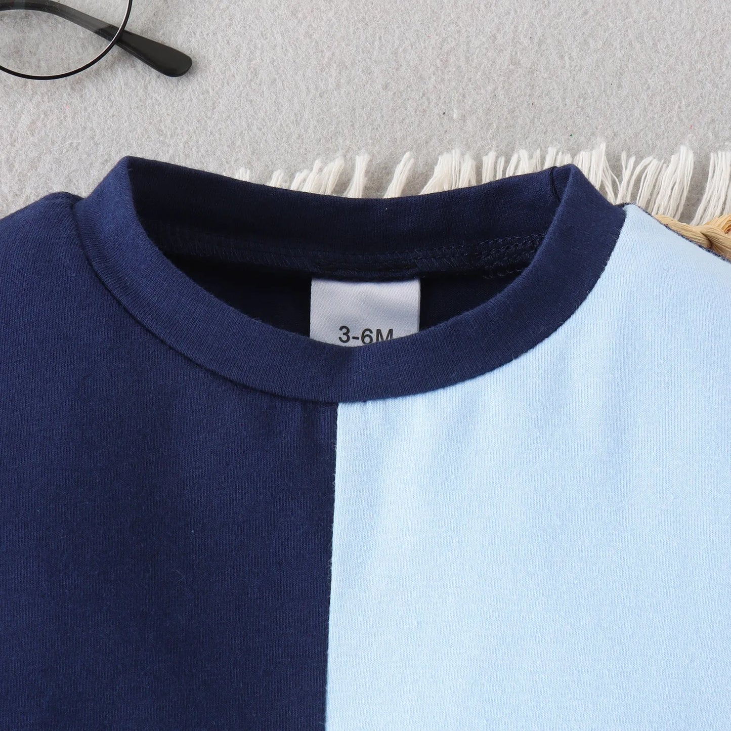 Spring And Summer Boys' Multicolor Stitching Round Neck Short-sleeved - Enfance-Heureuse