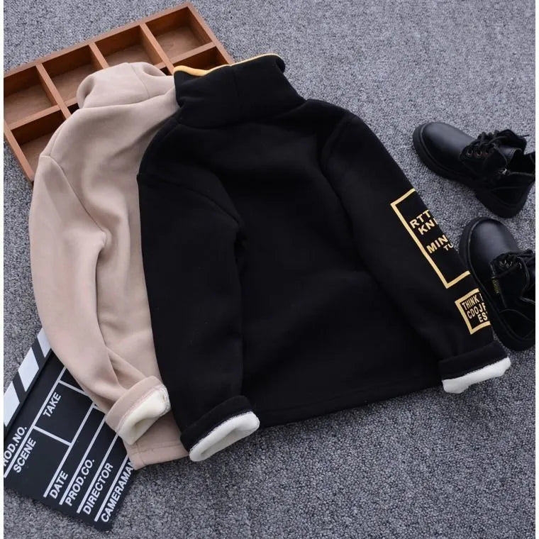Winter Long-sleeved T-shirt Children High Neck Sweater - Enfance-Heureuse