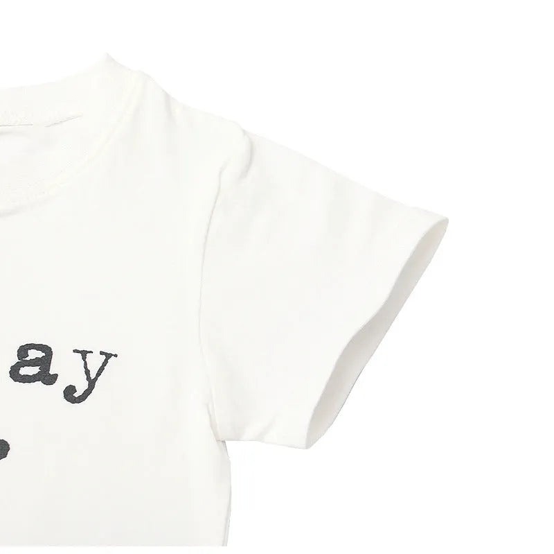 New Children's Baby Half-sleeve Magenta Letter Birthday Print Tops - Enfance-Heureuse