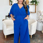 Double Take Full Size Surplice Wide Leg Jumpsuit with Pockets - Enfance-Heureuse