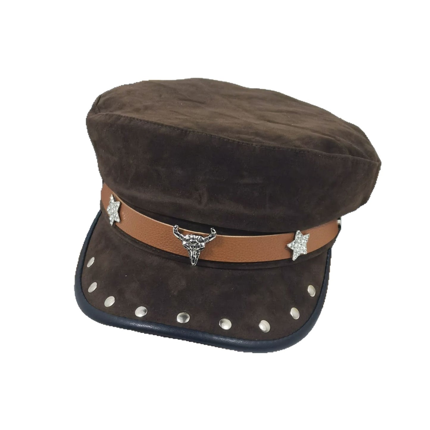 Personality Punk Hip Hop Style Flat-top Wide Brim Peaked Cap