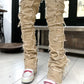 Men Trousers Individual Patched Pants Long Tight Fit Stacked Jeans For Mens Clothing - Enfance-Heureuse