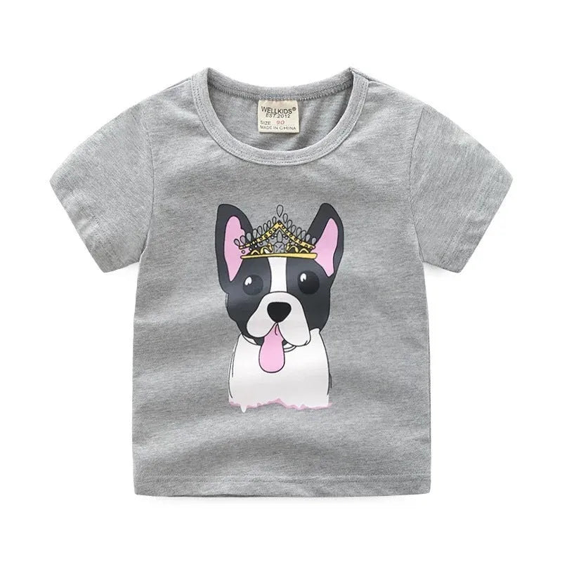 Children's summer cartoon print T-shirt - Enfance-Heureuse