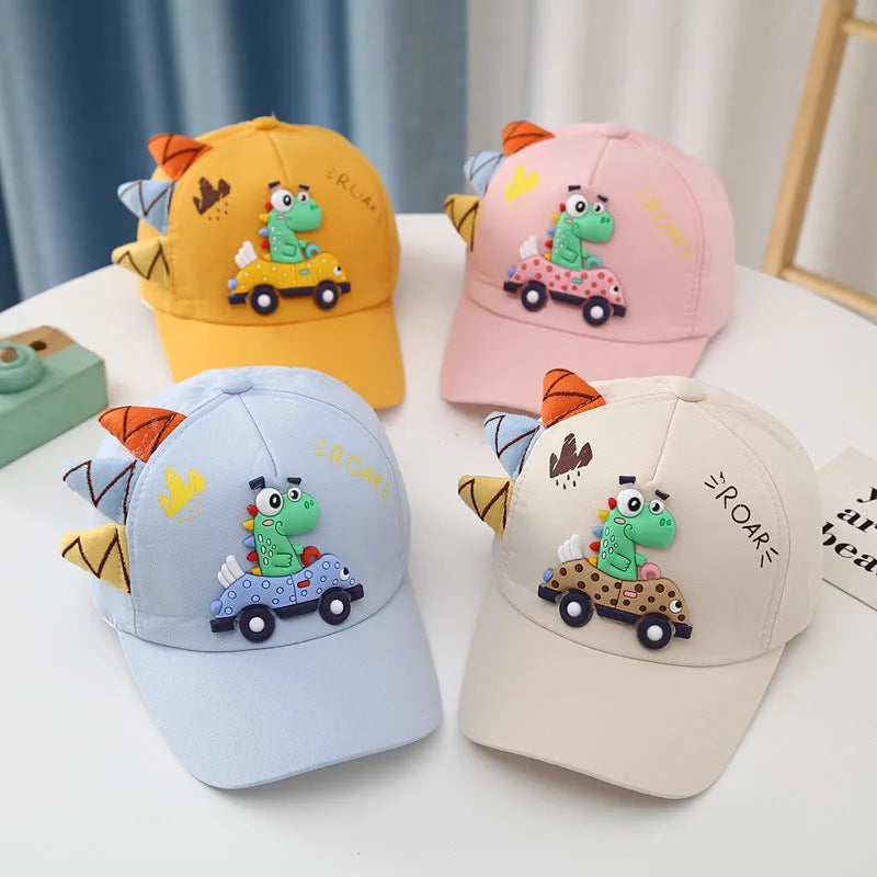 Dinosaur Car Peaked Cap Korean Style Boys And Girls Embroidery - Enfance-Heureuse