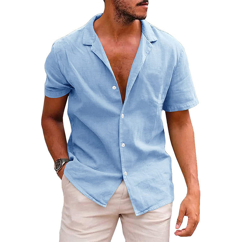 Men's Tops Casual Button Down Shirt Short Sleeve Beach Shirt Summer Mens Clothing - Enfance-Heureuse