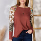 Hailey & Co Full Size Leopard Waffle-Knit Blouse