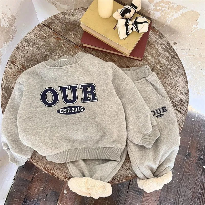 Autumn And Winter New Children's Foreign Style Hoodie Baby Pants Two-piece Set - Enfance-Heureuse