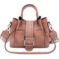 Double Leather Bucket Bag Handbag - Enfance-Heureuse