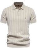 Men's Collared Neck Short Sleeve Knit Polo - Enfance-Heureuse