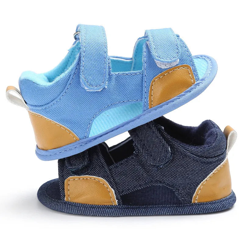Sandales Velcro en denim pour bébé chaussures pour bébé - Enfance-Heureuse