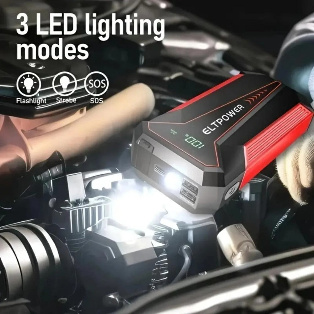 20000 MAh Car Jump Starter Power Supply With Dual USB Fast Charging And Red LED Light. - Enfance-Heureuse