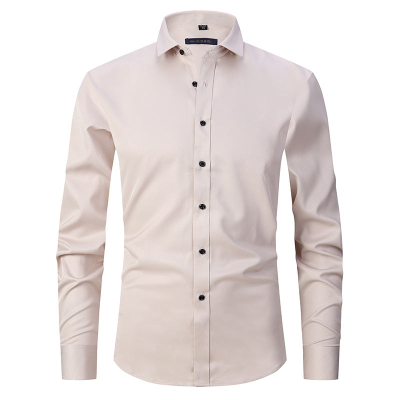 Men's Stretch Shirt Long Sleeve Non-ironing Slim Fit - Enfance-Heureuse