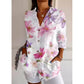 New Women's Long Sleeved Shirt For Summer Fashion, 3D Printed Shirt With Floral Pattern - Enfance-Heureuse