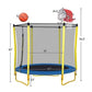 Trampoline de 5,5 pieds pour enfants - Mini trampoline d'extérieur et d'intérieur pour tout-petits de 65 pouces avec enceinte, panier de basket et ballon inclus