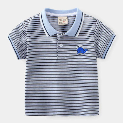 Enfants de Bande Dessinée À Manches Courtes Rayé T-shirt - Enfance-Heureuse