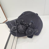 Female 3D Crystal Rose Light Luxury Fashion Duck Tongue Hat