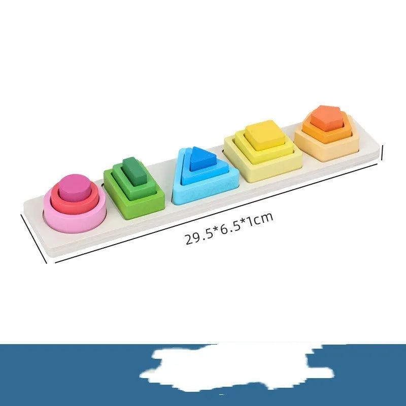 Geometric Shape Five Sets Of Column Building Blocks Early Education Intellectual Development Toys - Enfance-Heureuse