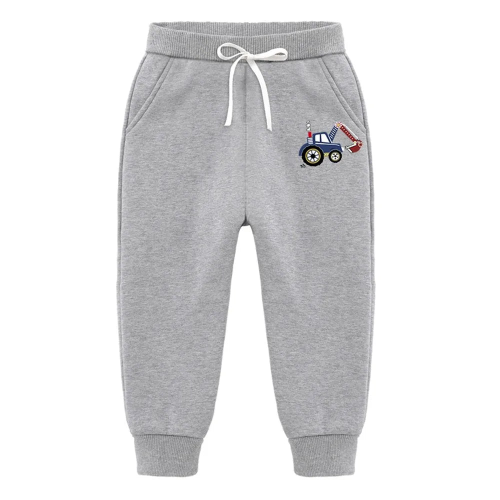 Backhoe Bulldozer Silver Fox Fleece Sweatpants Children's Clothing - Enfance-Heureuse