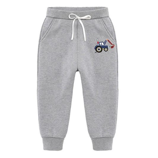 Backhoe Bulldozer Silver Fox Fleece Sweatpants Children's Clothing - Enfance-Heureuse